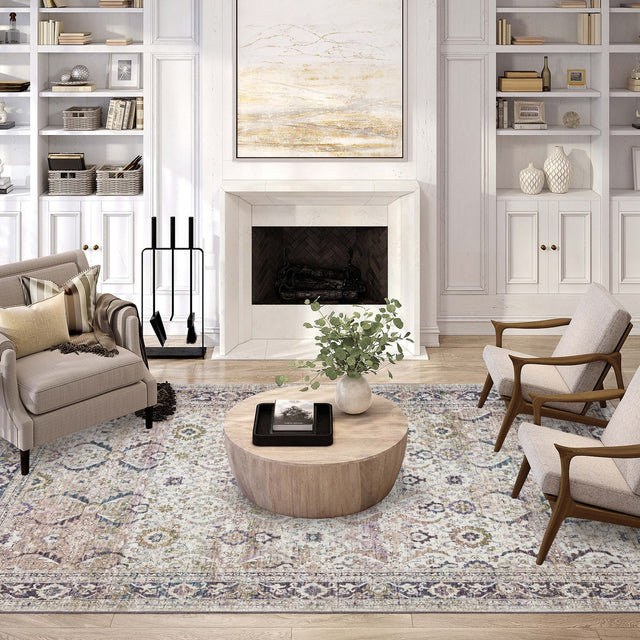 Dalyn Jericho JC1 Oyster Rug shown in a room