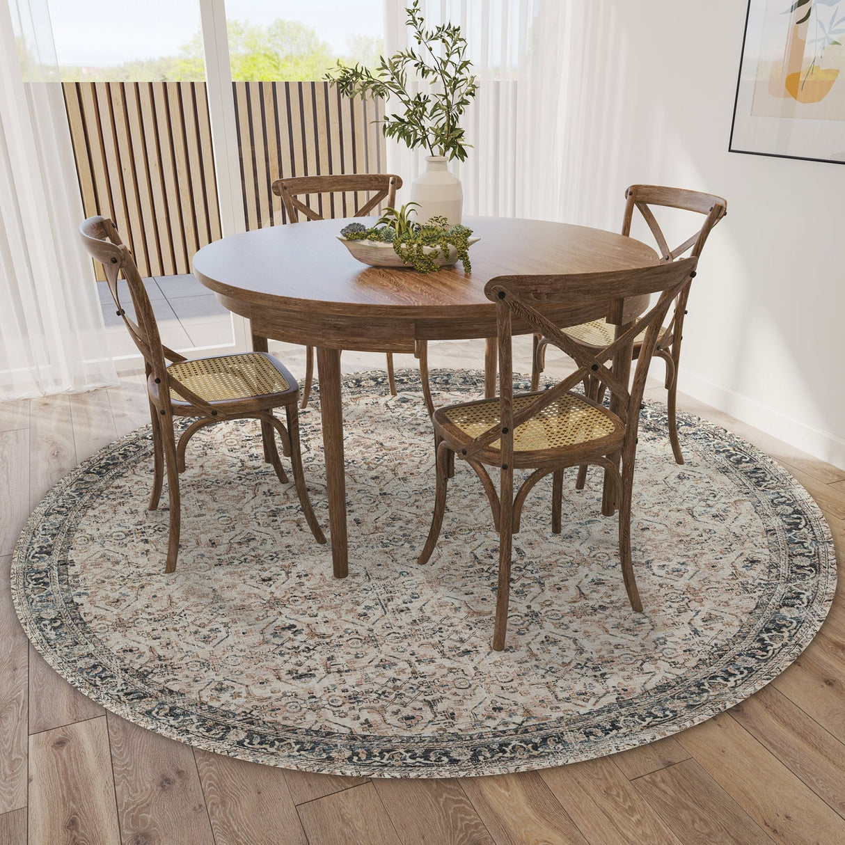 Dalyn Jericho JC10 Taupe Rug shown in a room