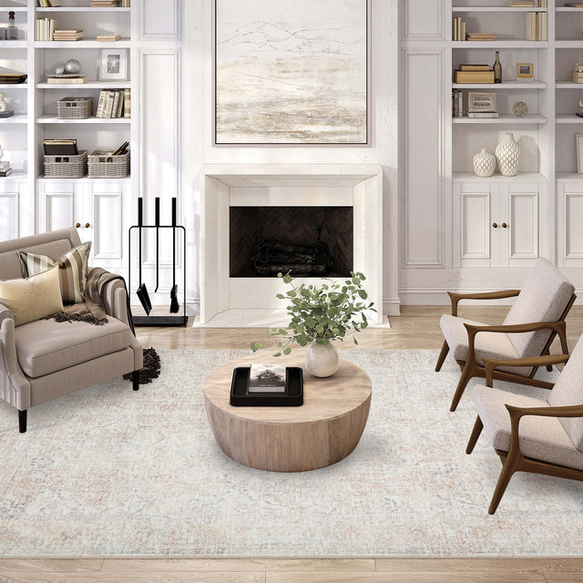Dalyn Jericho JC3 Pearl Rug shown in a room