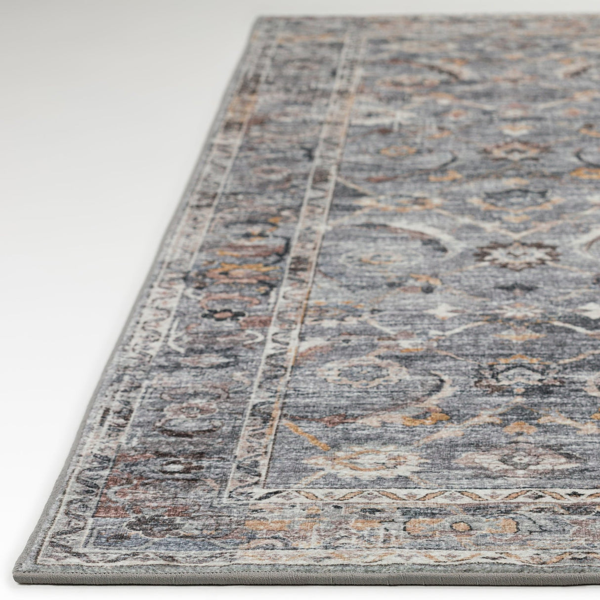 Dalyn Jericho JC4 Silver Rug finished edge detail