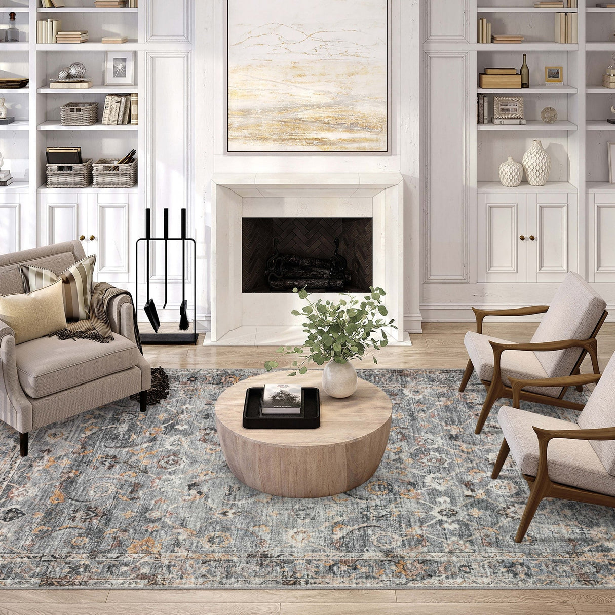 Dalyn Jericho JC4 Silver Rug shown in a room