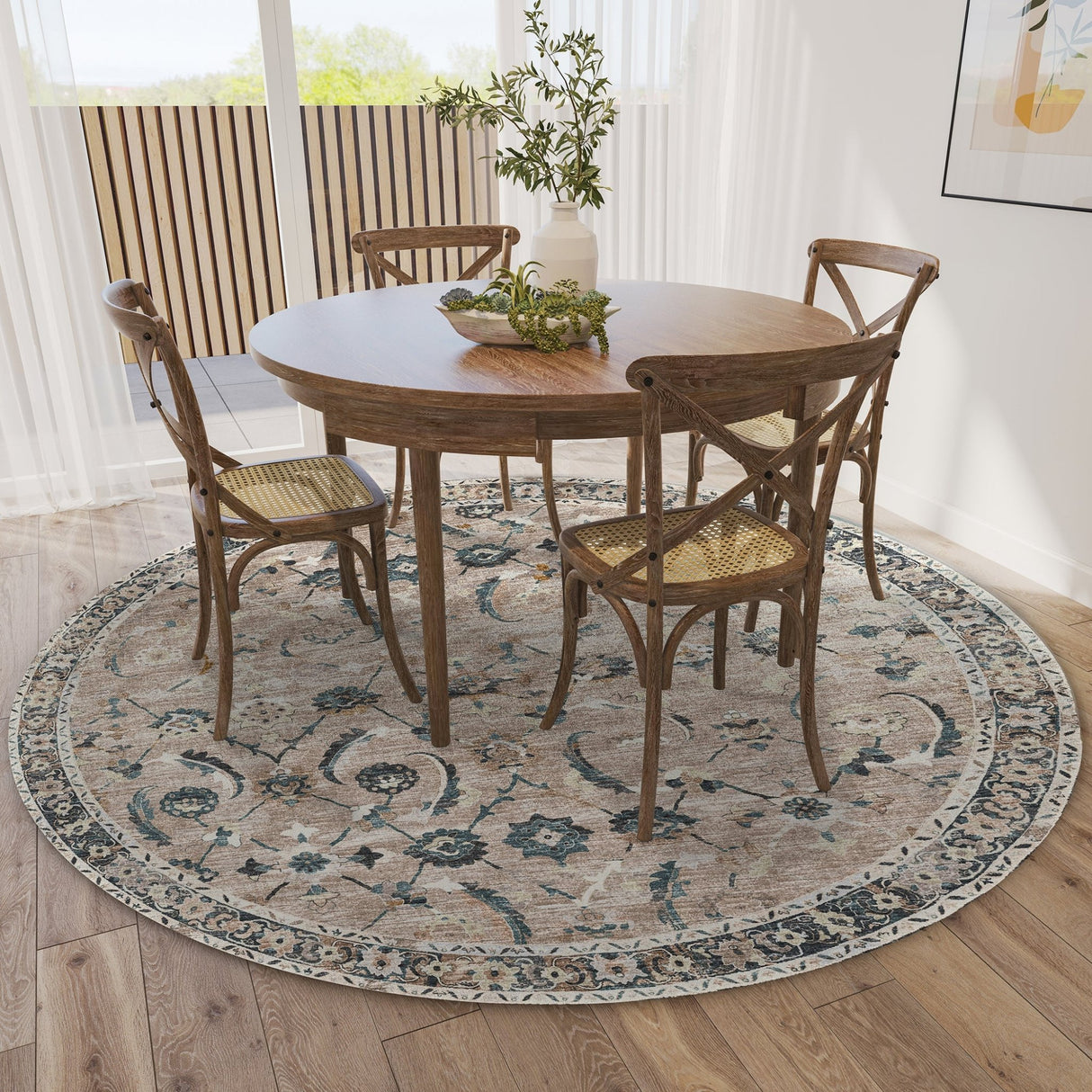 Dalyn Jericho JC4 Taupe Rug shown in a room