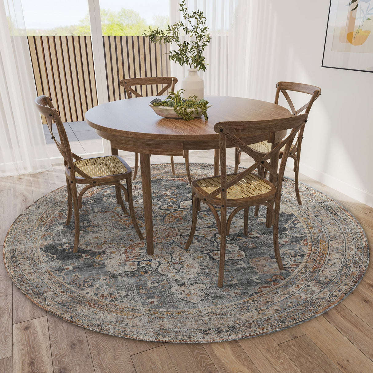 Dalyn Jericho JC6 Charcoal Rug shown in a room