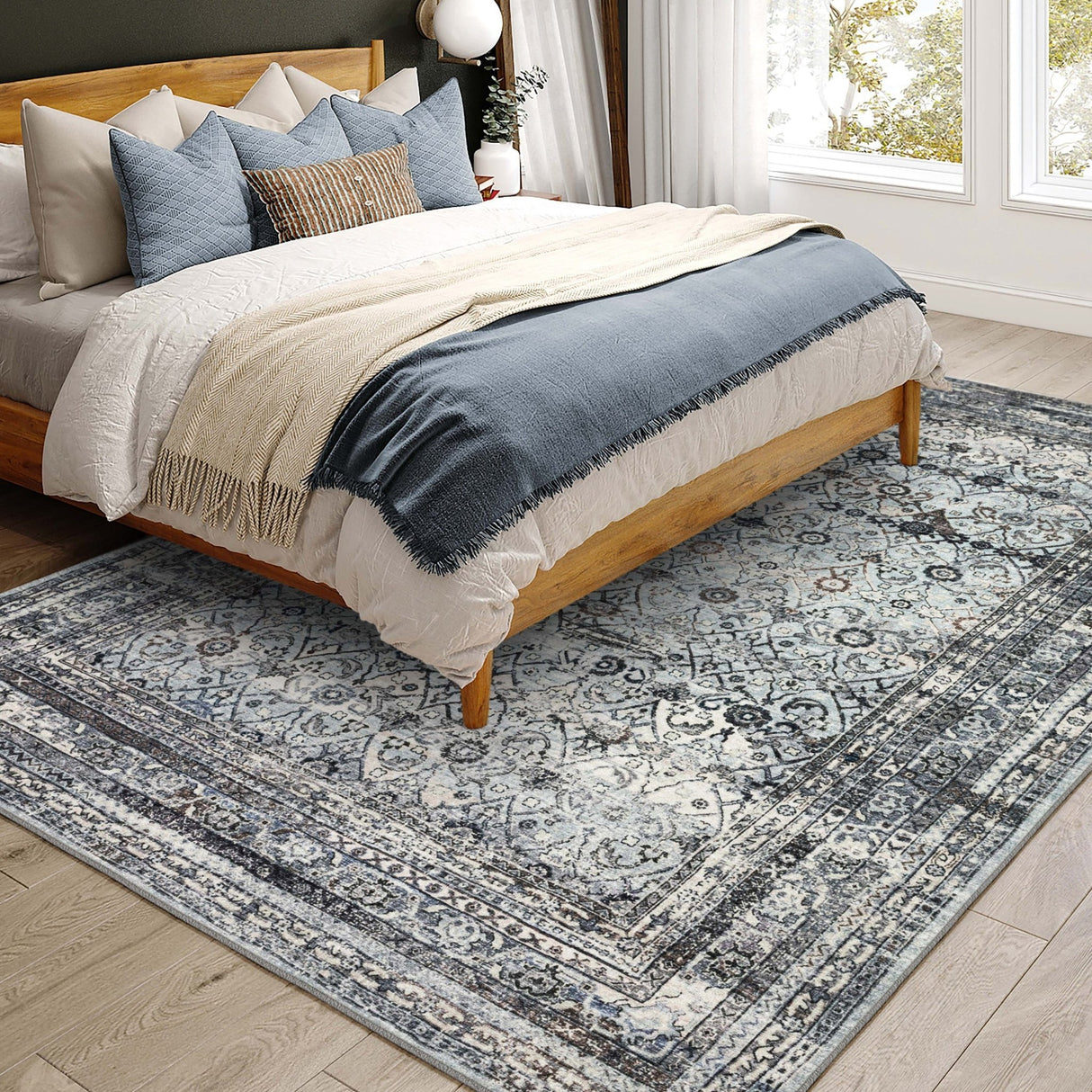 Dalyn Jericho JC7 Pewter Rug shown in a room