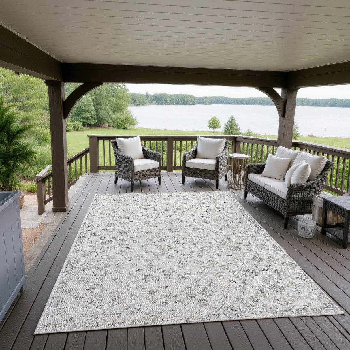 Dalyn Jericho JC8 Mink Rug outdoor lifestyle image