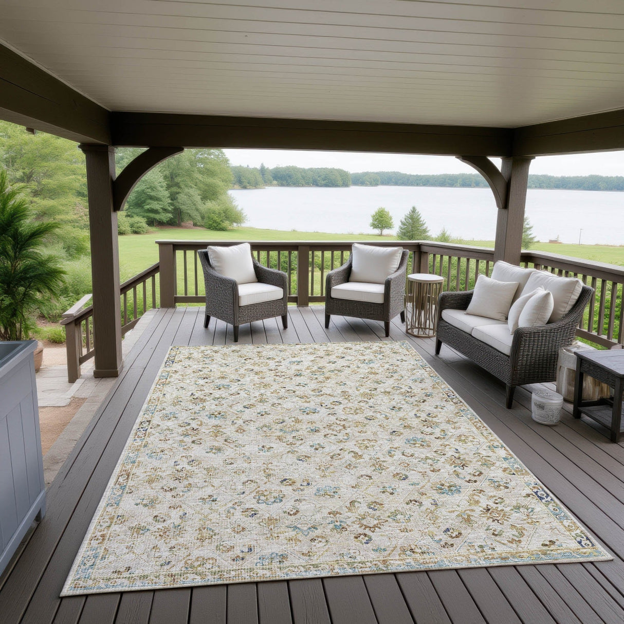 Dalyn Jericho JC8 Parchment Rug outdoor lifestyle image