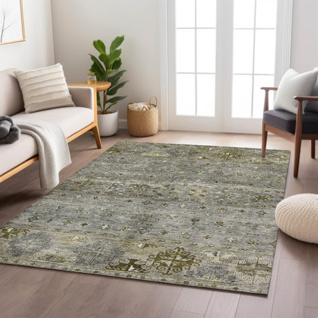 Dalyn Karaj KJ5 Pewter Rug shown in a room