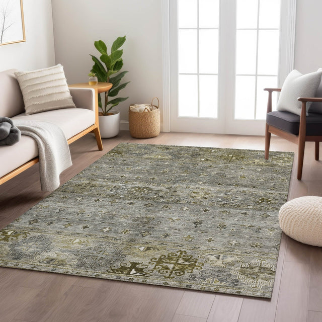 Dalyn Karaj KJ5 Pewter Rug shown in a room