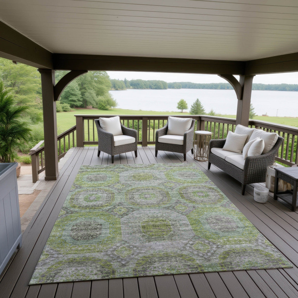 Dalyn Karaj KJ6 Olive Rug outdoor lifestyle image
