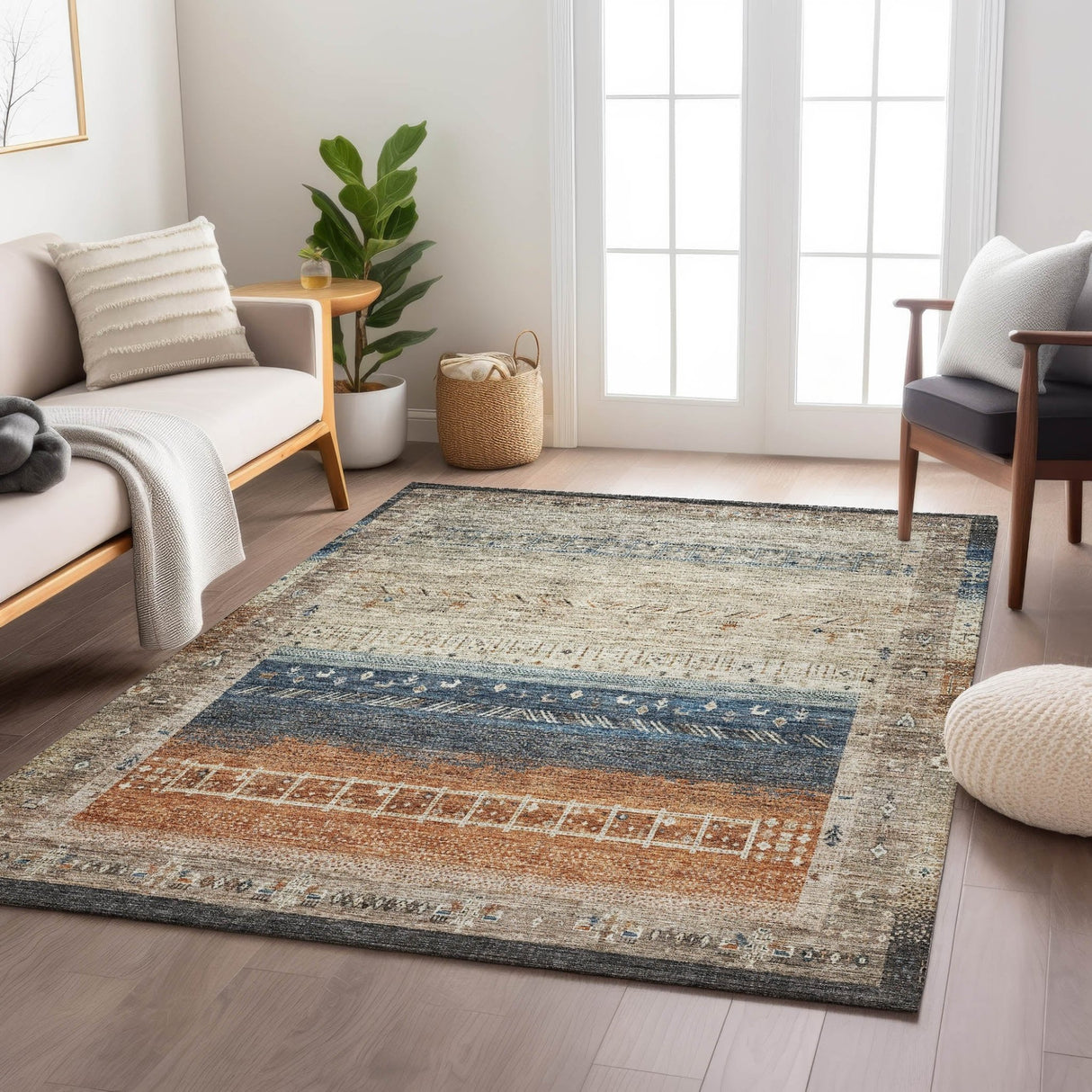 Dalyn Karaj KJ7 Brown Rug shown in a room