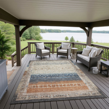 Dalyn Karaj KJ7 Brown Rug outdoor lifestyle image
