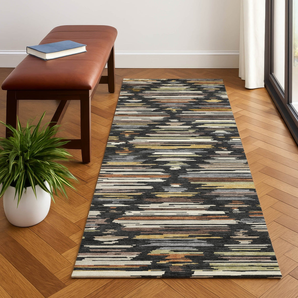 Dalyn Kenner KN2 Black Rug shown in a room