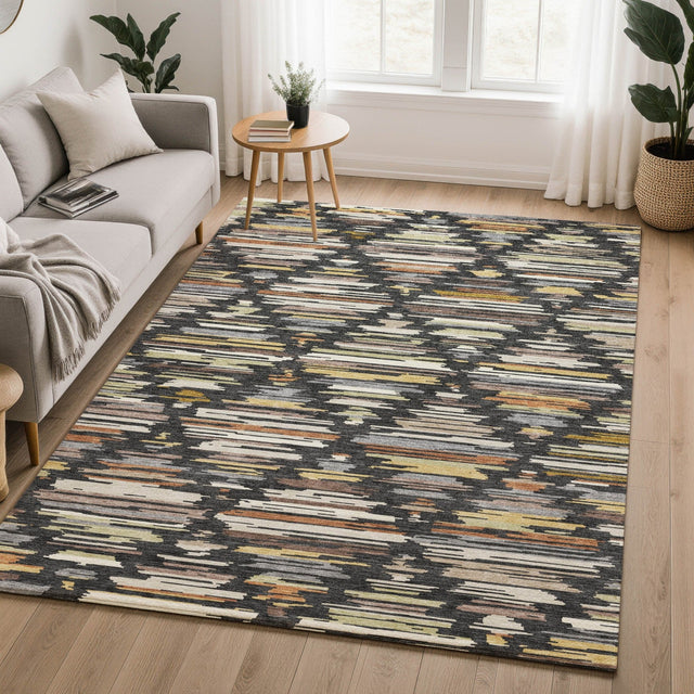 Dalyn Kenner KN2 Black Rug shown in a room