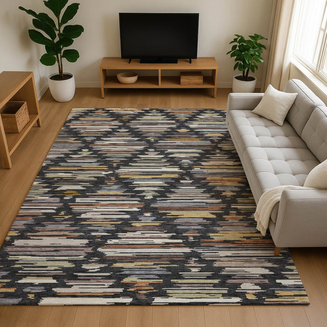 Dalyn Kenner KN2 Black Rug shown in a room
