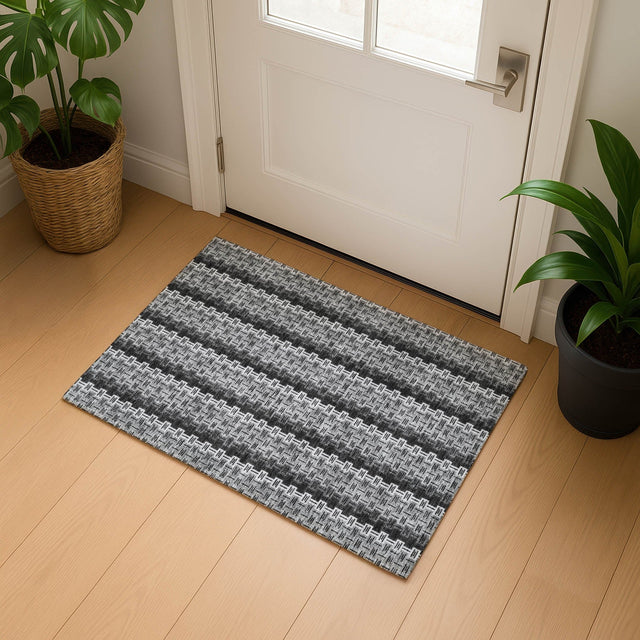 Dalyn Kenner KN3 Black Rug shown in a room