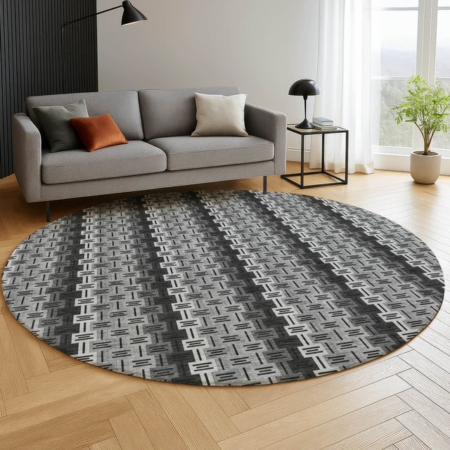 Dalyn Kenner KN3 Black Rug shown in a room