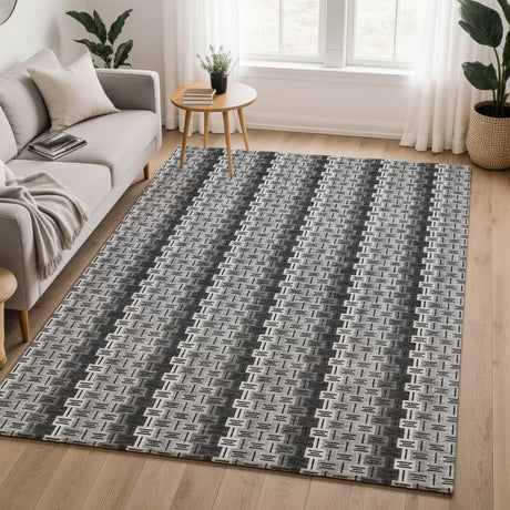 Dalyn Kenner KN3 Black Rug shown in a room
