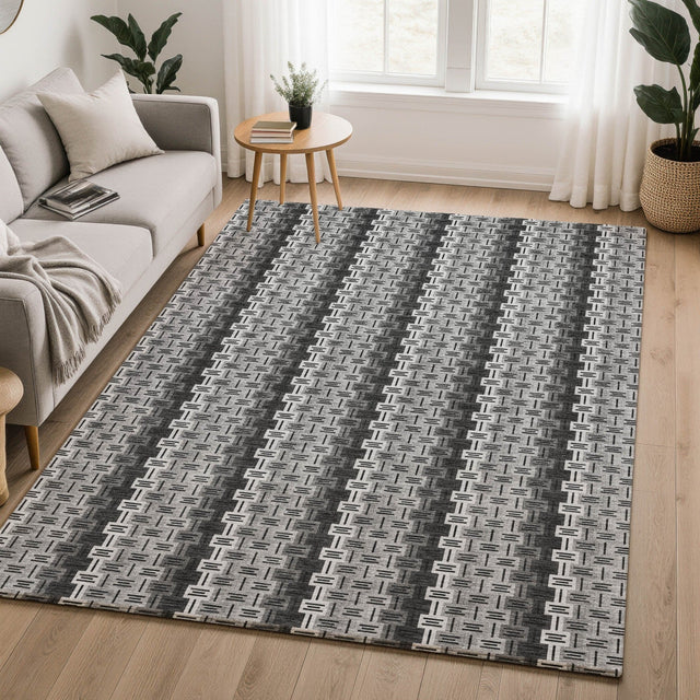 Dalyn Kenner KN3 Black Rug shown in a room