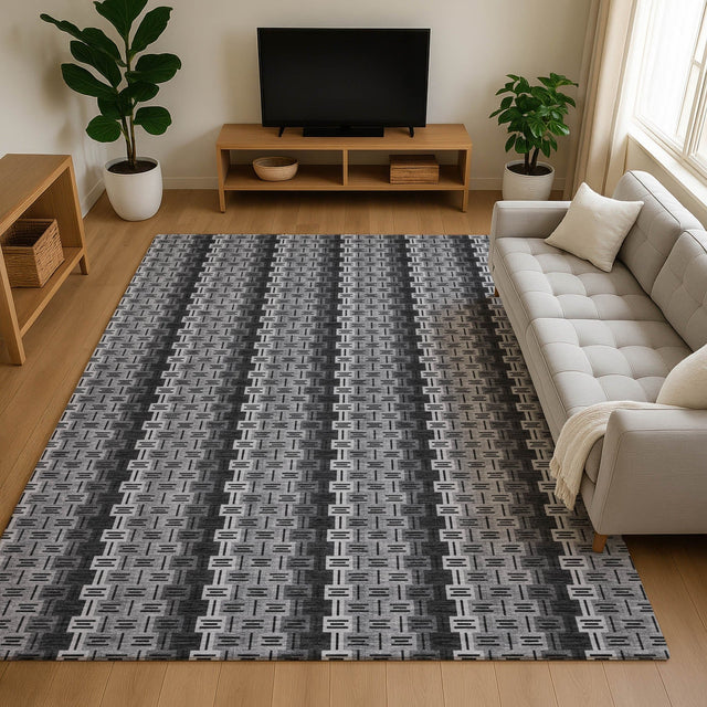 Dalyn Kenner KN3 Black Rug shown in a room
