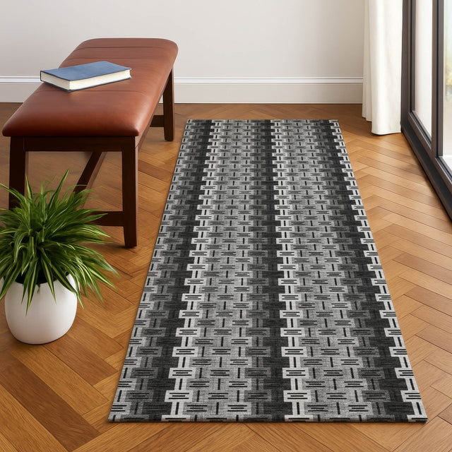 Dalyn Kenner KN3 Black Rug shown in a room