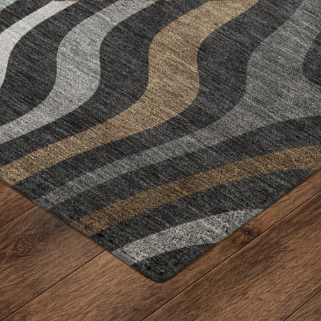 Dalyn Kenner KN4 Black Rug corner detail