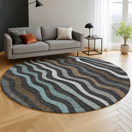 Dalyn Kenner KN4 Black Rug shown in a room