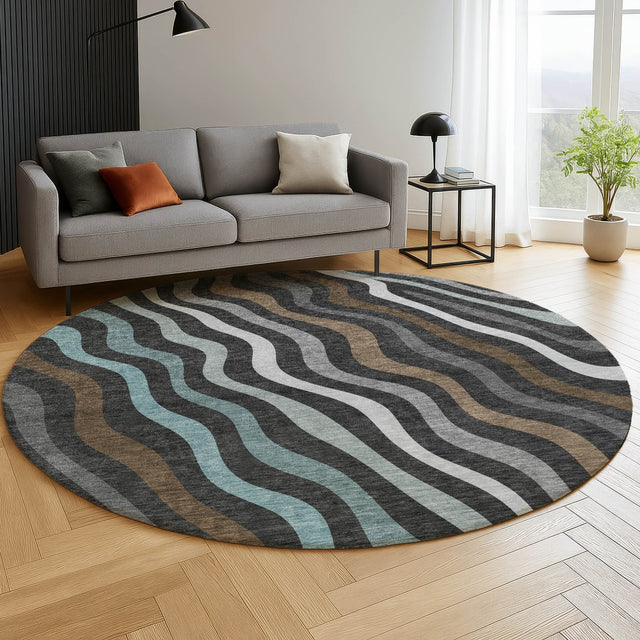 Dalyn Kenner KN4 Black Rug shown in a room