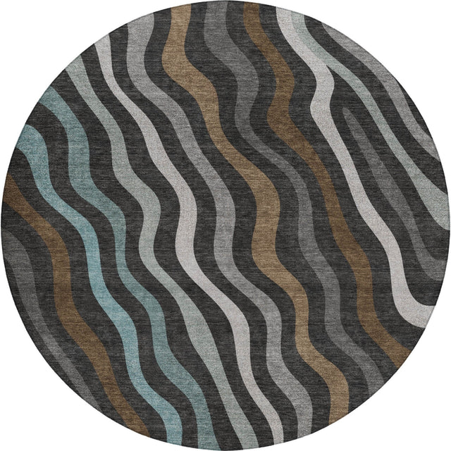 Dalyn Kenner KN4 Black Rug round rug