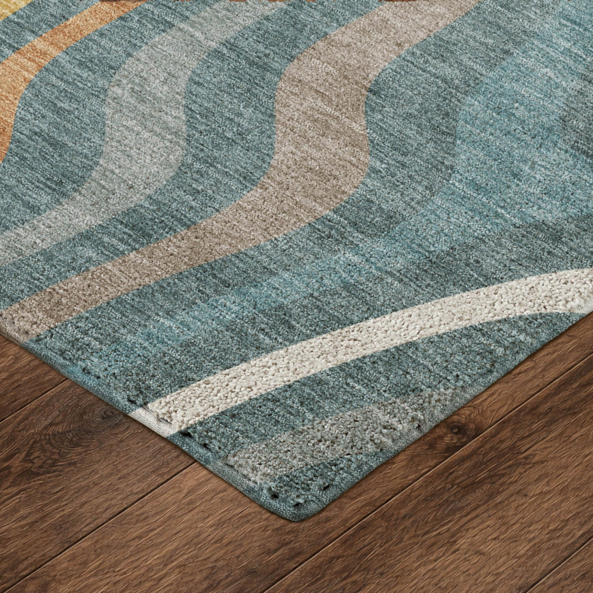 Dalyn Kenner KN4 Teal Rug corner detail