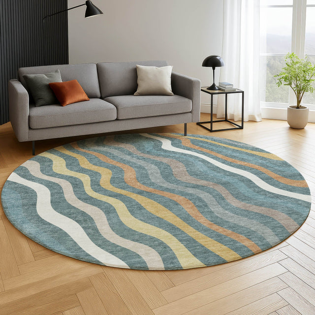 Dalyn Kenner KN4 Teal Rug shown in a room