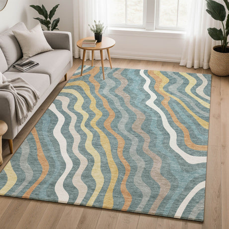 Dalyn Kenner KN4 Teal Rug shown in a room