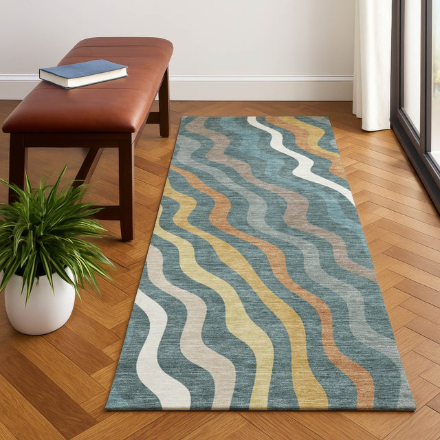 Dalyn Kenner KN4 Teal Rug shown in a room