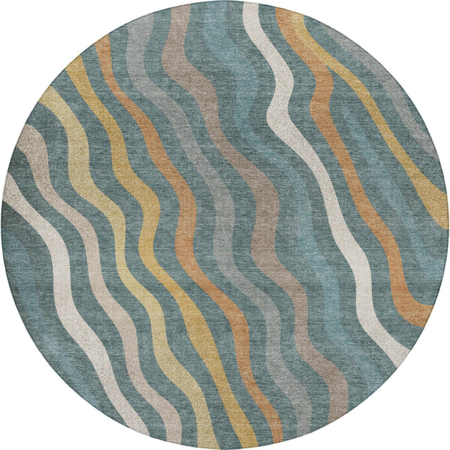 Dalyn Kenner KN4 Teal Rug round rug