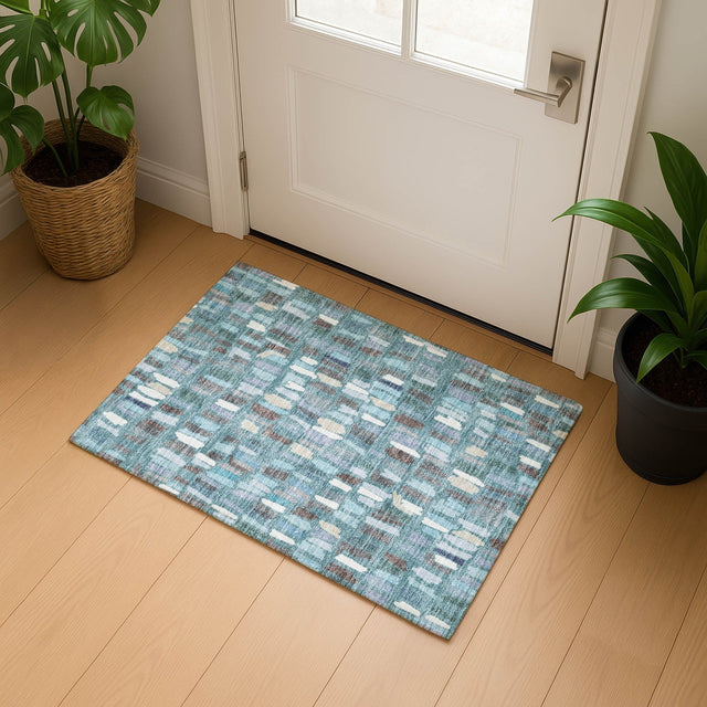 Dalyn Kenner KN5 Teal Rug shown in a room