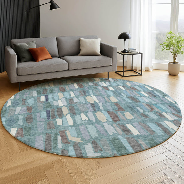 Dalyn Kenner KN5 Teal Rug shown in a room
