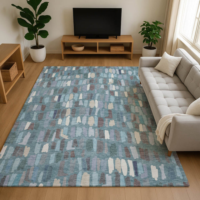 Dalyn Kenner KN5 Teal Rug shown in a room
