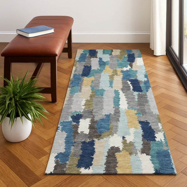 Dalyn Kenner KN6 Teal Rug shown in a room