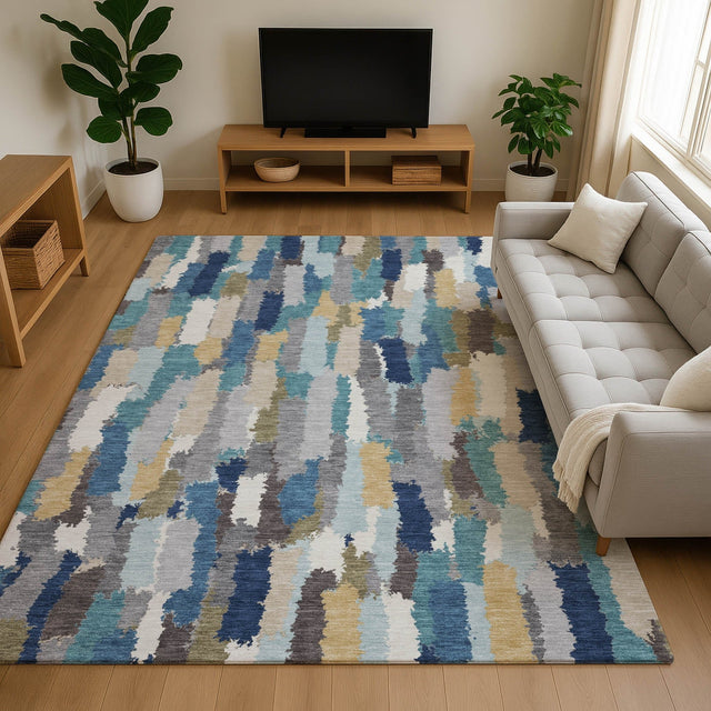 Dalyn Kenner KN6 Teal Rug shown in a room
