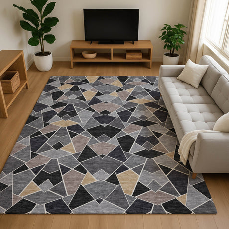 Dalyn Kenner KN8 Black Rug shown in a room