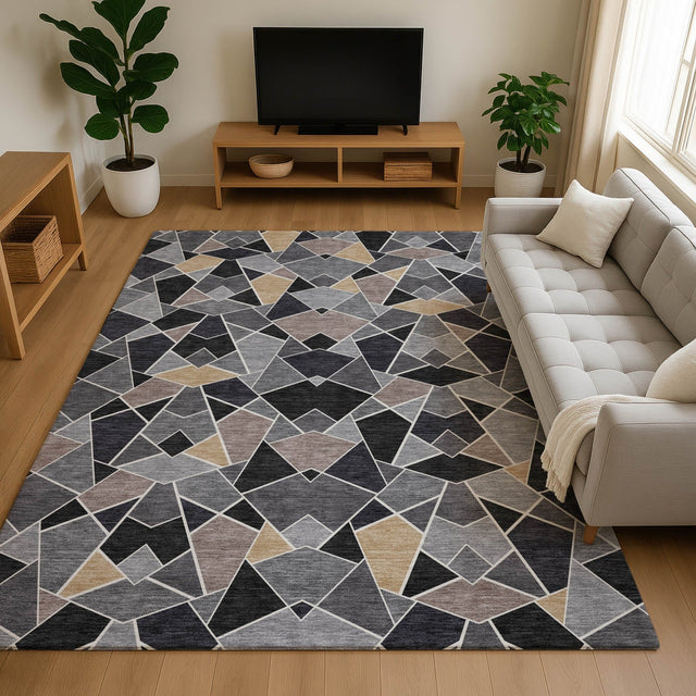Dalyn Kenner KN8 Black Rug shown in a room