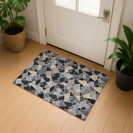 Dalyn Kenner KN8 Black Rug shown in a room