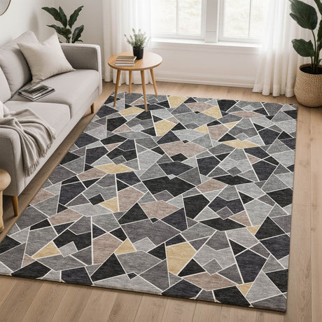 Dalyn Kenner KN8 Black Rug shown in a room