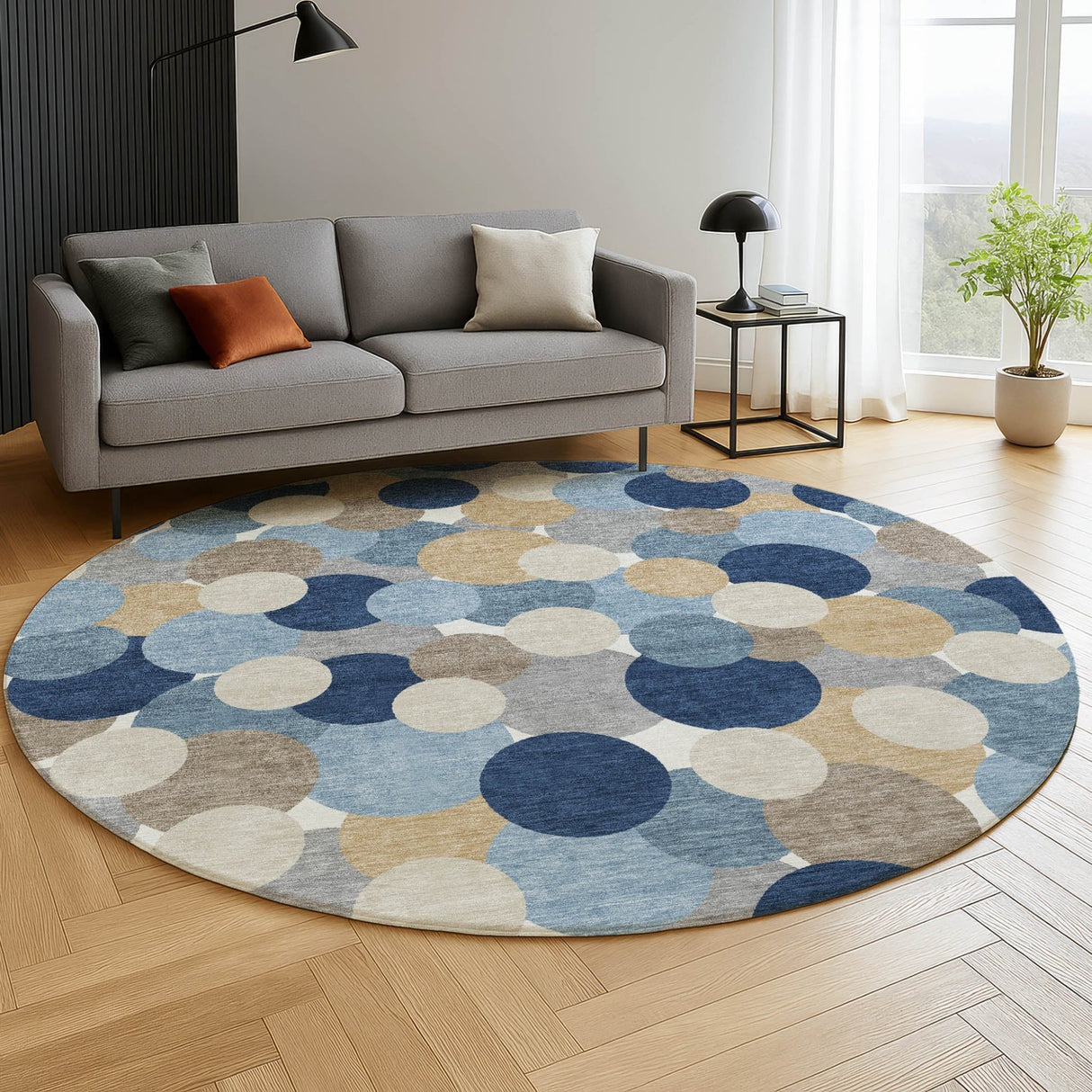Dalyn Kenner KN9 Blue Rug shown in a room