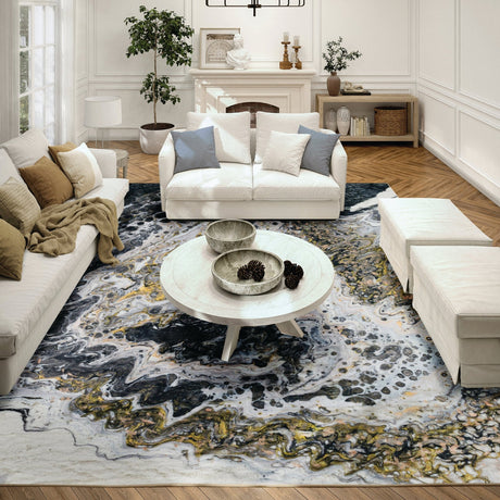 Dalyn Kikiamo KK13 Graphite Rug shown in a room