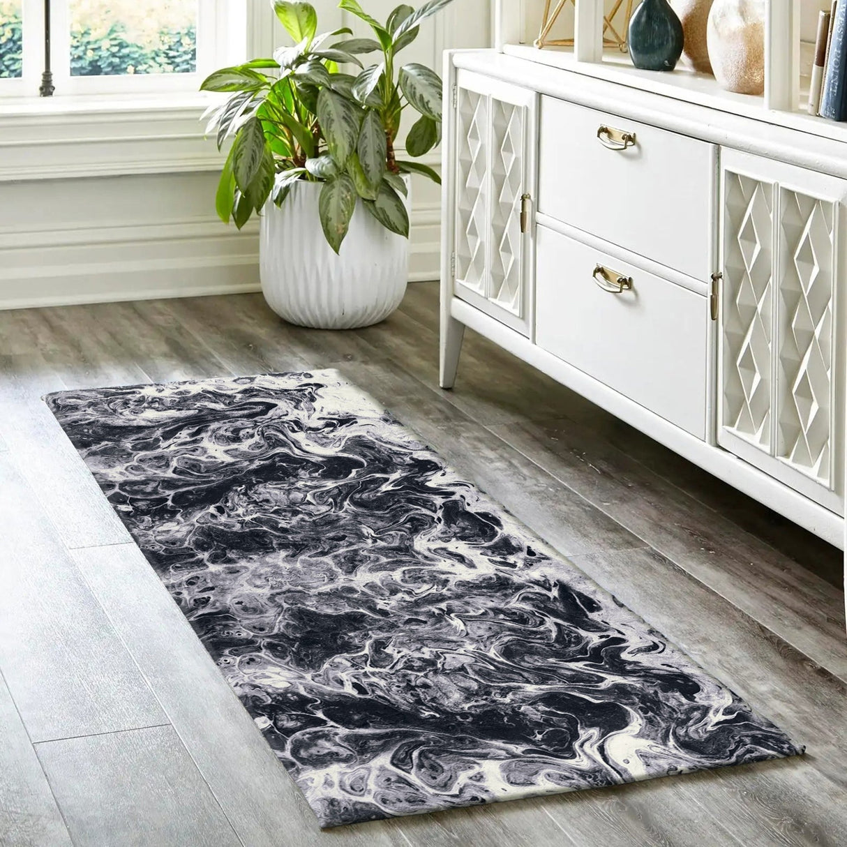 Dalyn Kikiamo KK14 Marble Rug shown in a room