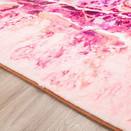Dalyn Kikiamo KK16 Flamingo Rug finished edge detail