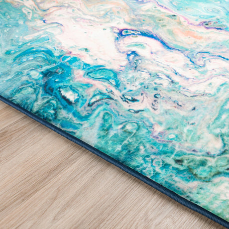 Dalyn Kikiamo KK4 Lagoon Rug finished edge detail