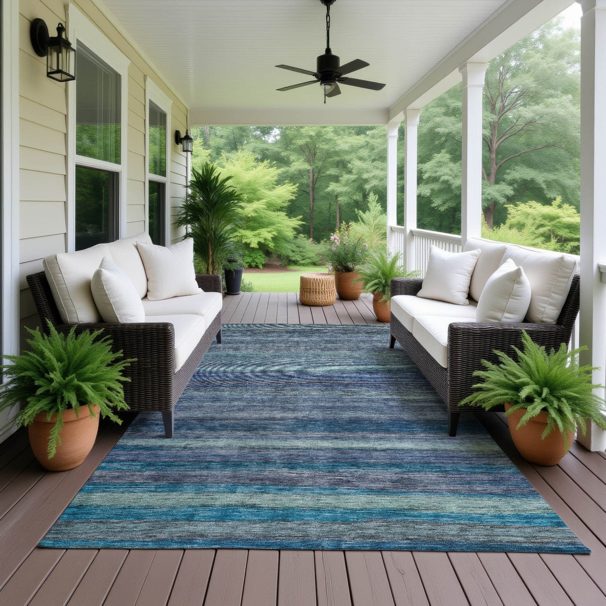Dalyn Kochi KC5 Blue Rug outdoor lifestyle image