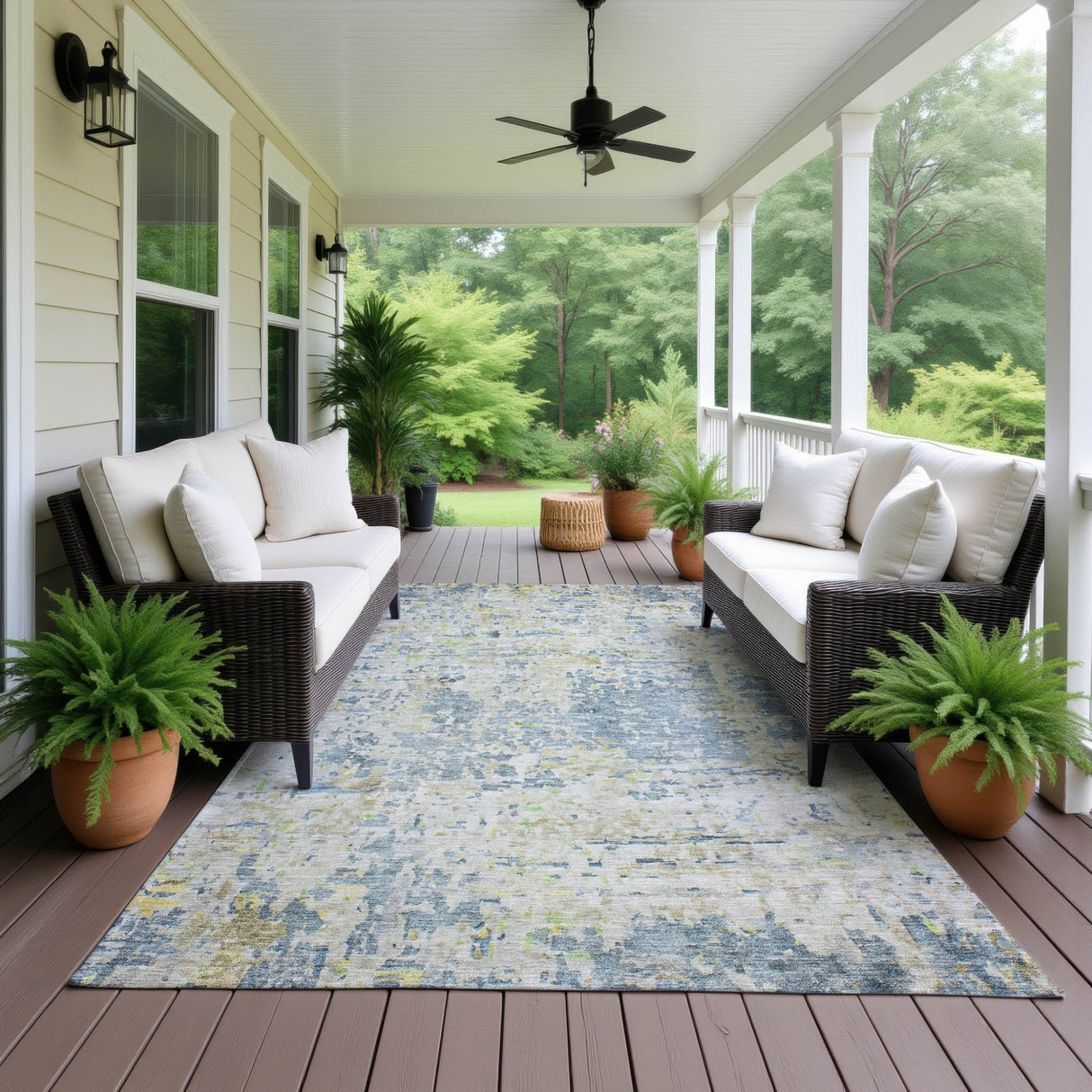 Dalyn Kochi KC6 Blue Rug outdoor lifestyle image