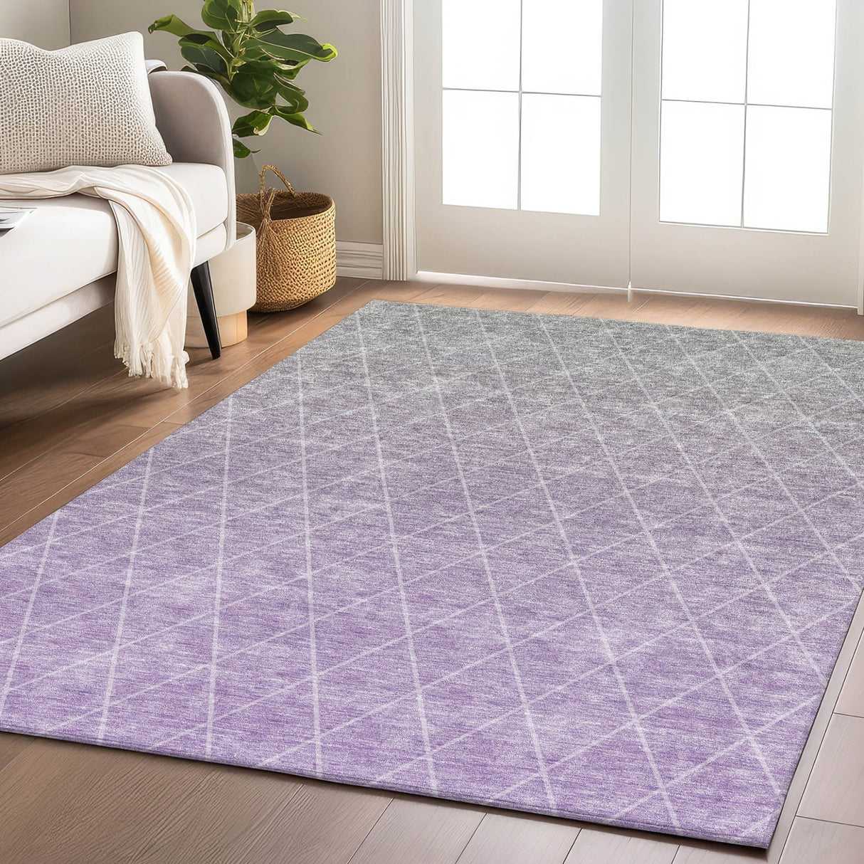 Dalyn Lazio LZ2 Lavender Rug shown in a room